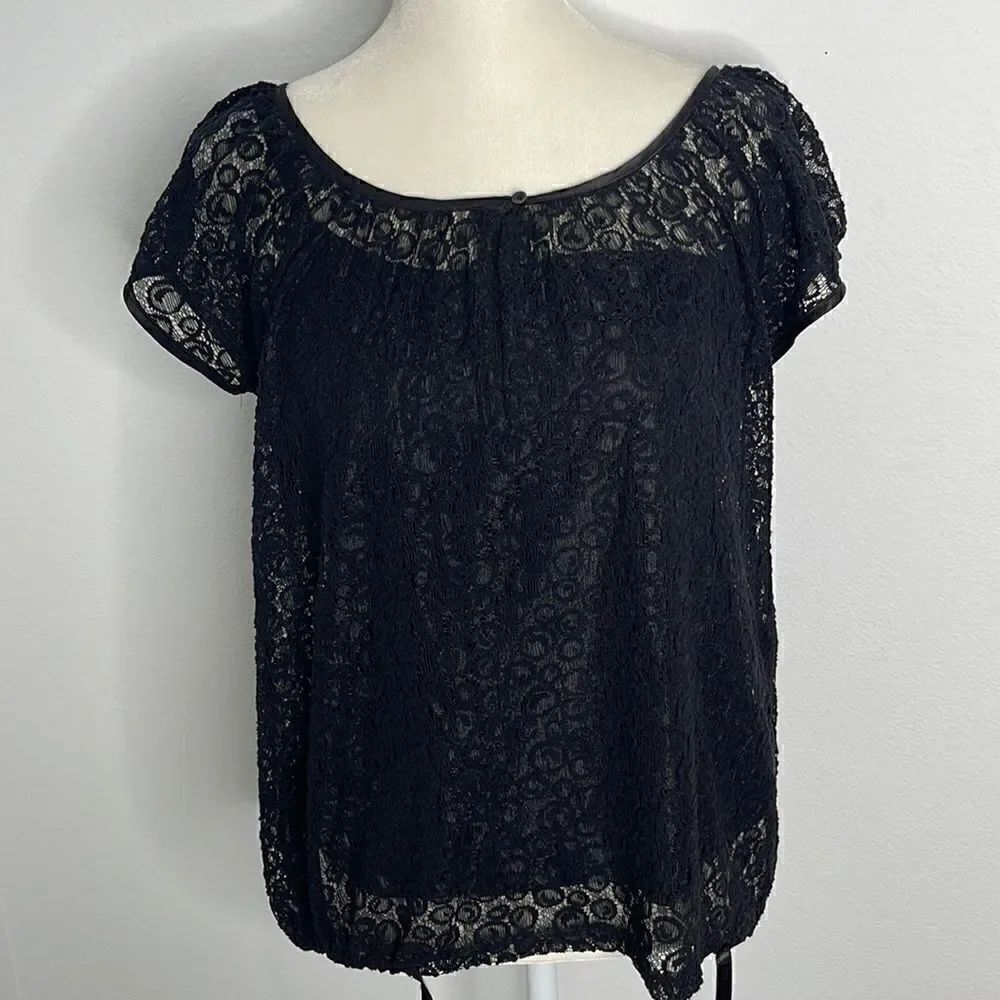 Alfani black lace top w/ privacy camisole attached. Size Medium. Dark Academia